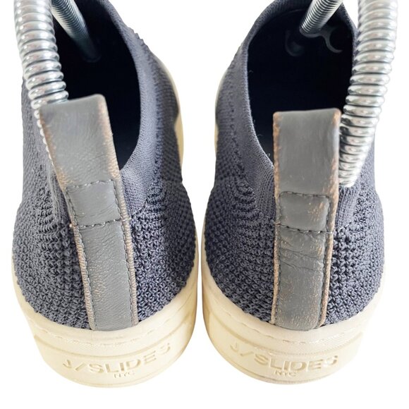 J Slides Women's 7 Slip on Shoes Hilo Platform Sneakers Knitted Blue/Gray Fabric - Picture 5 of 9